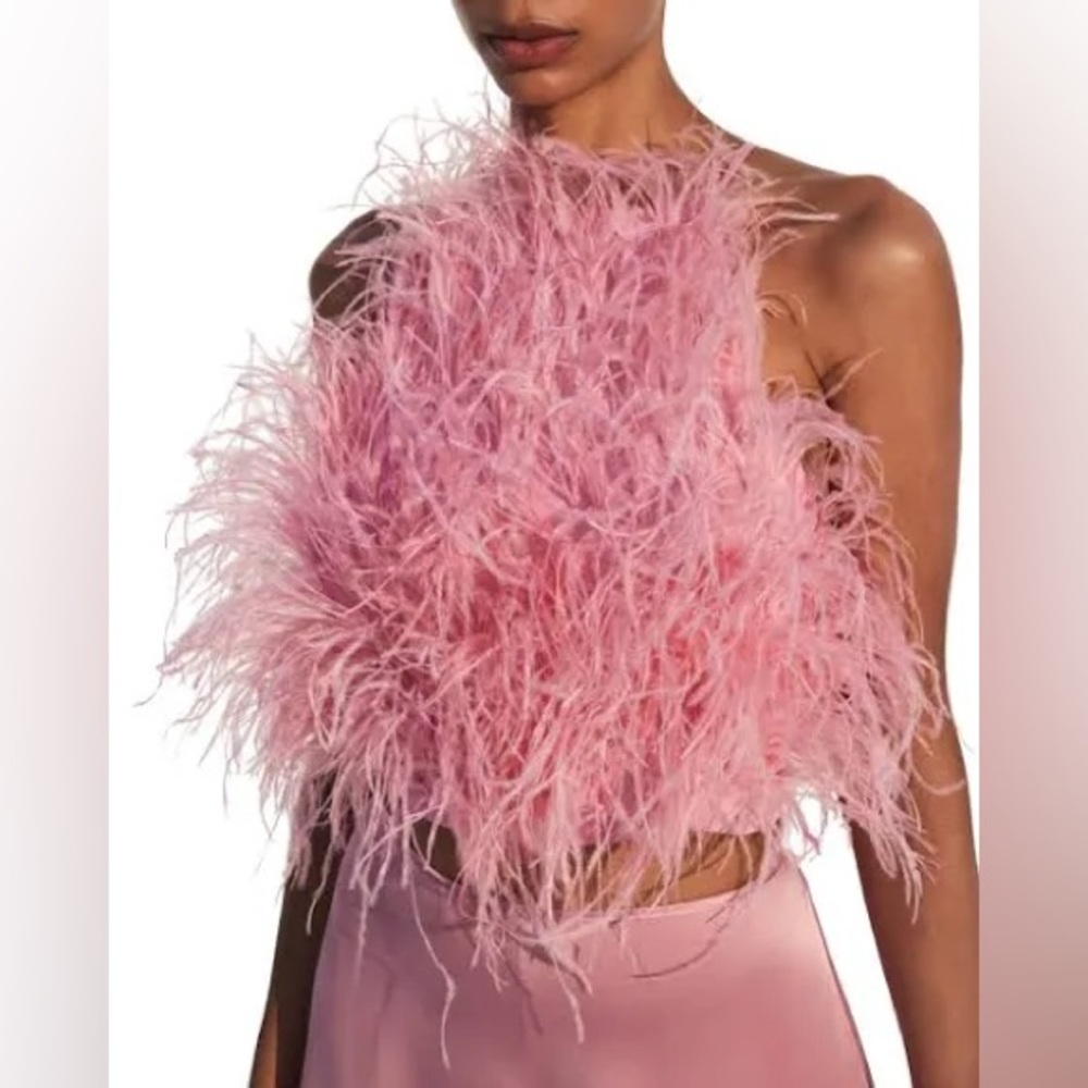 JOEY FEATHER TOP IN SHELL PINK